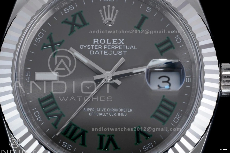 Green SS Clean SS 1:1 904L Datejust Best Roman Dial Steel SH3235 41 Bracelet on Edition Gray 0226